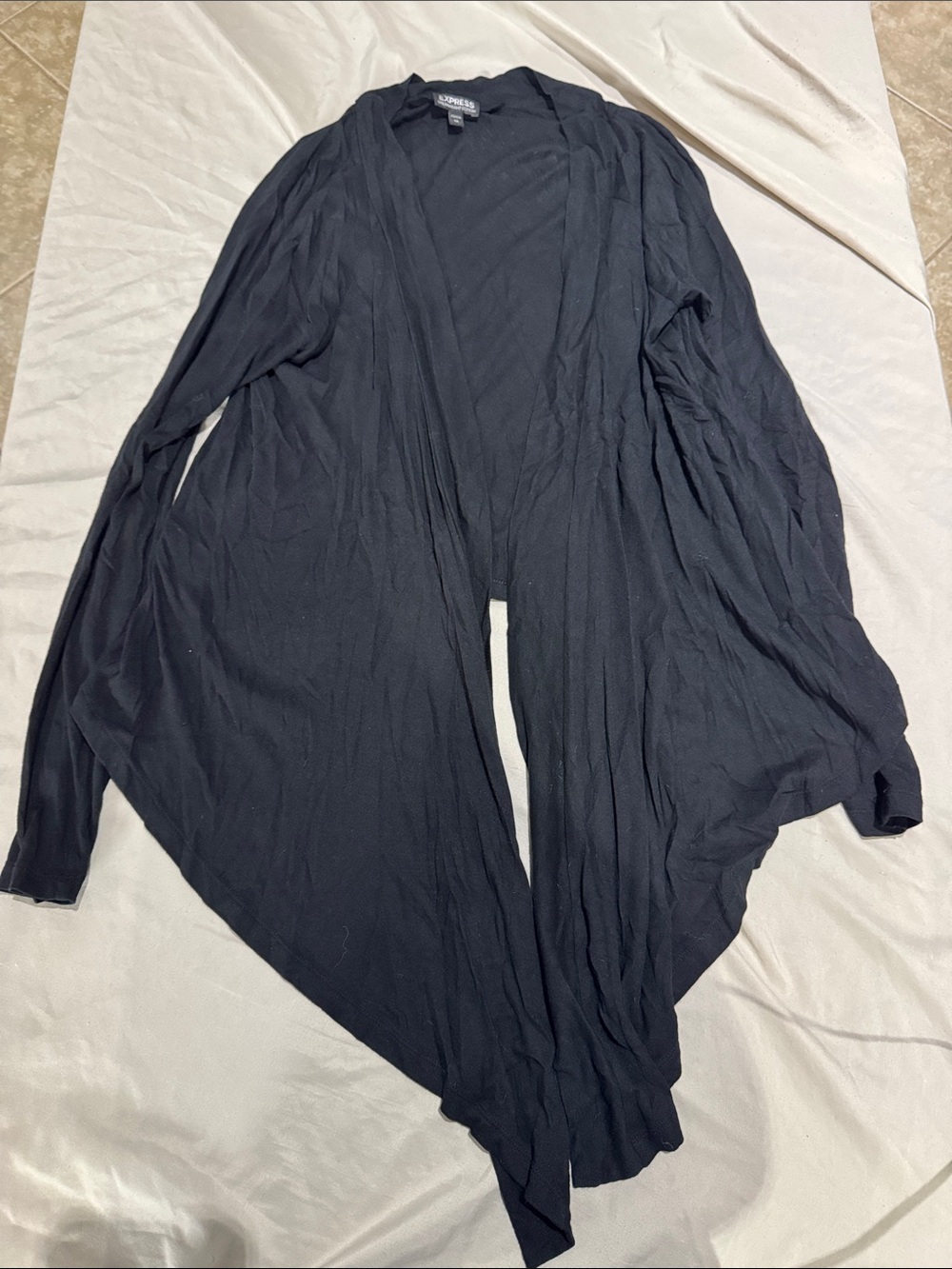 Express Black Open-Front Draped Cardigan